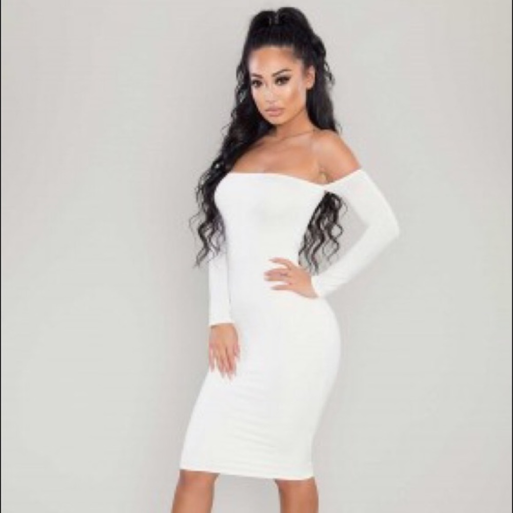 Off Shoulder Bodycon Dress - White